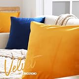 Deconovo Set of 2 Velvet Cushion Covers 50x50 cm Gold Yellow with Invisible view 2
