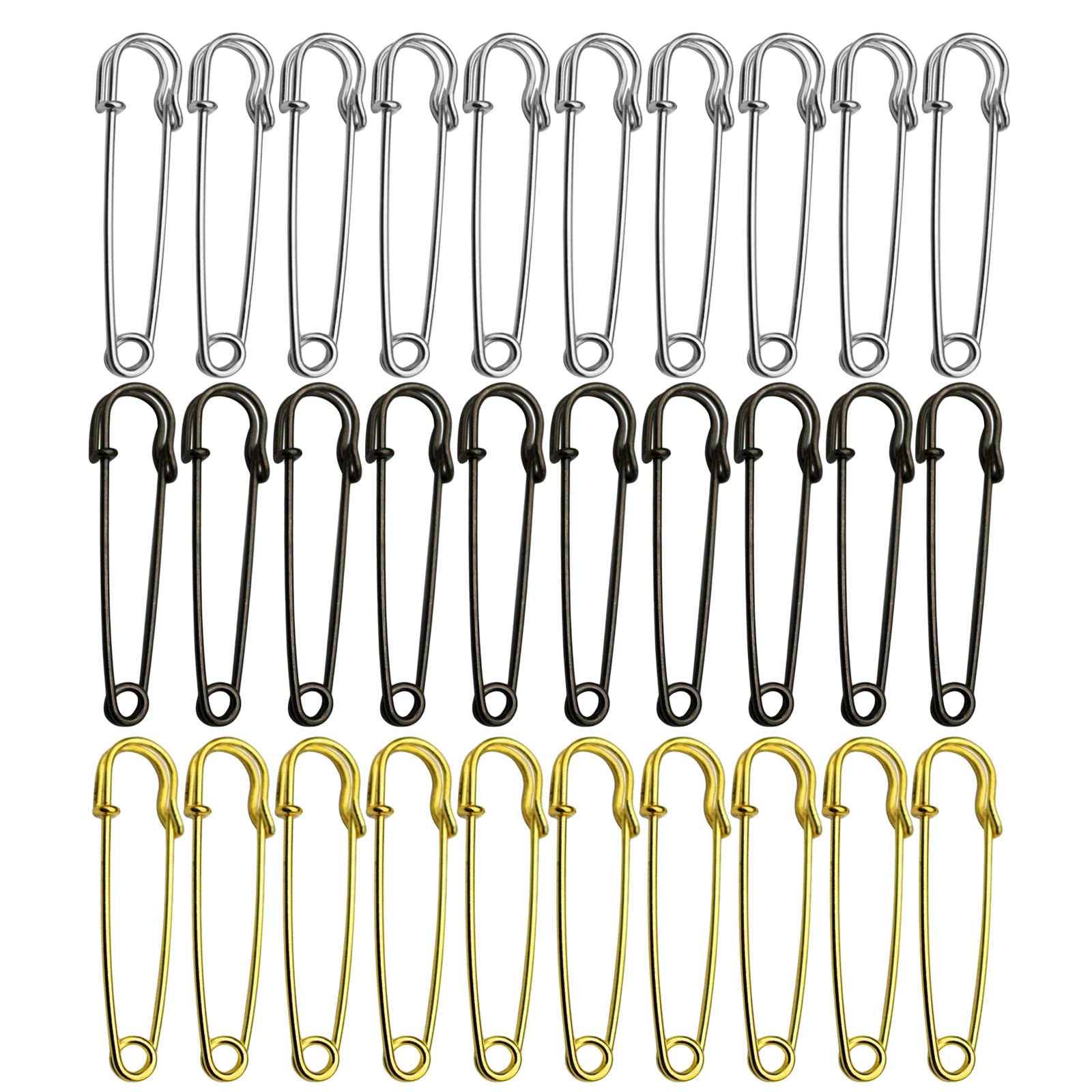 WUDQIJI Large Safety Pins, Pack of 30, Heavy Duty Safety Pins, Extra Large Pins, Kilt Pins, 7 cm Long, Large High Performance Safety Pins, Kilt Pins, Large Pins for Blankets, Craft Skirts