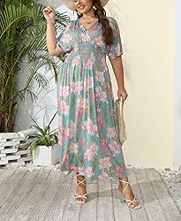 OSTOO Women's Plus Size Hawaii Empire Waist Bat