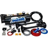 HornBlasters 12V 2-Chime 3-Liter Air Horn Kit with 120 PSI 3-Liter Air Source Unit &amp; 2-Chime Stealth Black Air Horn for Cars &amp; Trucks