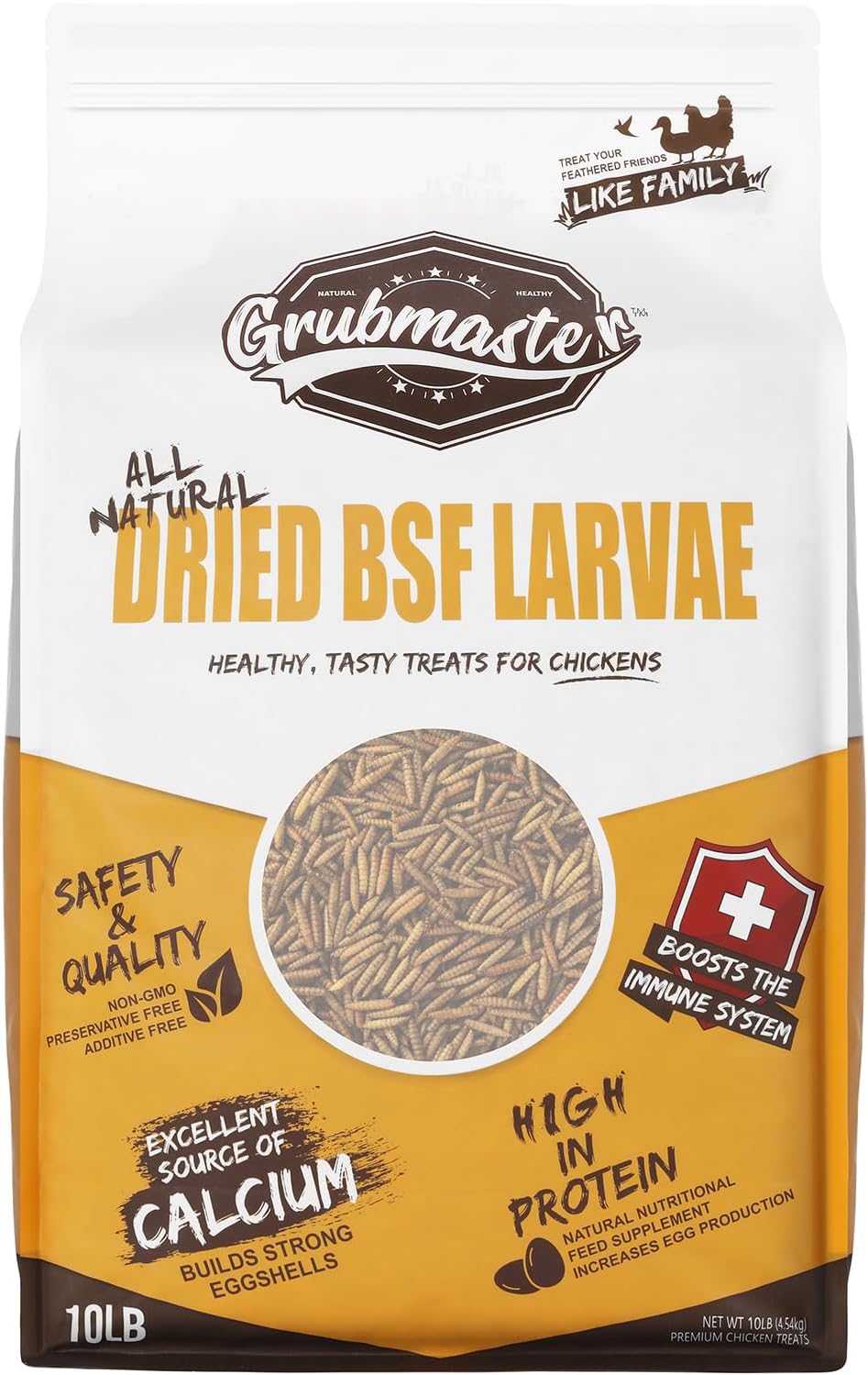 Backyard Birding & Wildlife - GRUBMASTER Dried Black Soldier Fly Larvae for Chickens, Natural Healthy Chicken Treats for Backyard Poultry - 10 lb. Bag