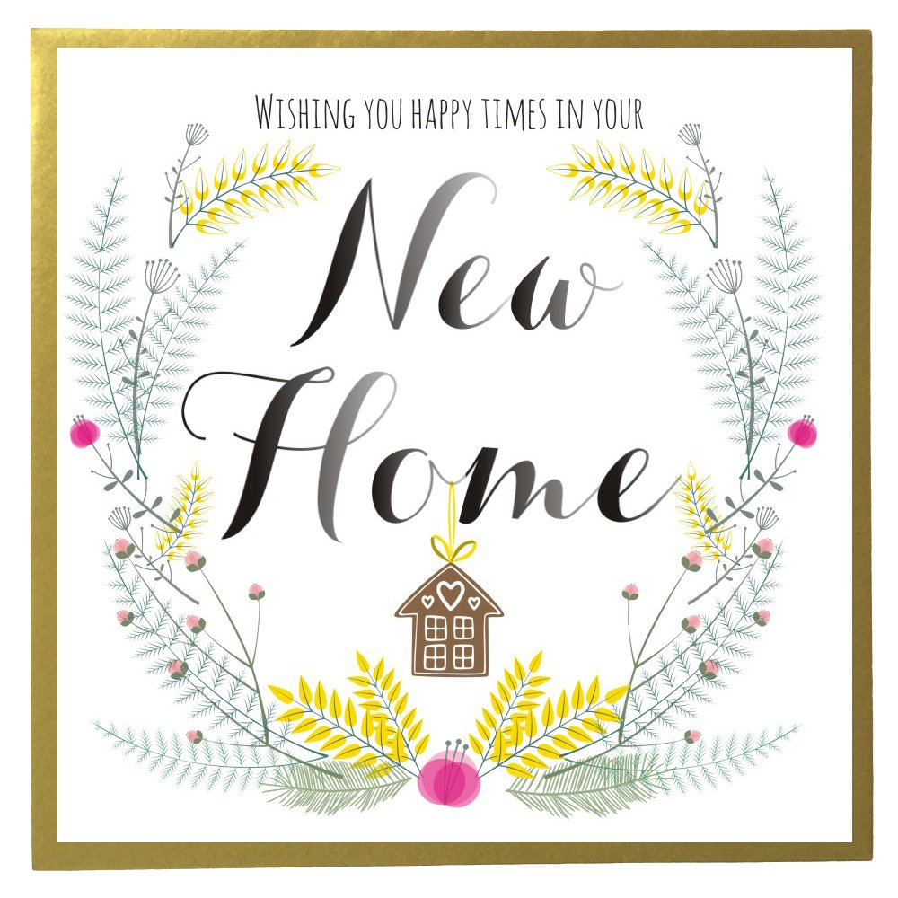 Claire Giles Greeting Cards, New Home Card, Wishing you happy time in your New Home, Gingerbread House Greeting Card