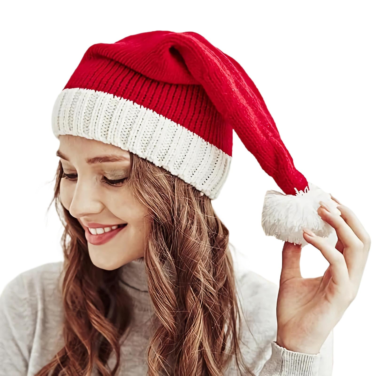 XTAIQD Santa Hat for Adults Unisex, Knit Thicken Classic Xmas Hat for New Year Festive Party Christmas Supplies,Christmas Hat for New Year Festive Party Gifts