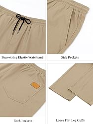 Comdecevis Mens Casual Cargo Pants Drawstring