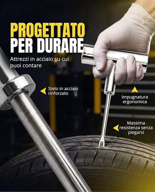 Kit Riparazione Pneumatici Auto, Riparazione in 15 Minuti, 1 unitá
