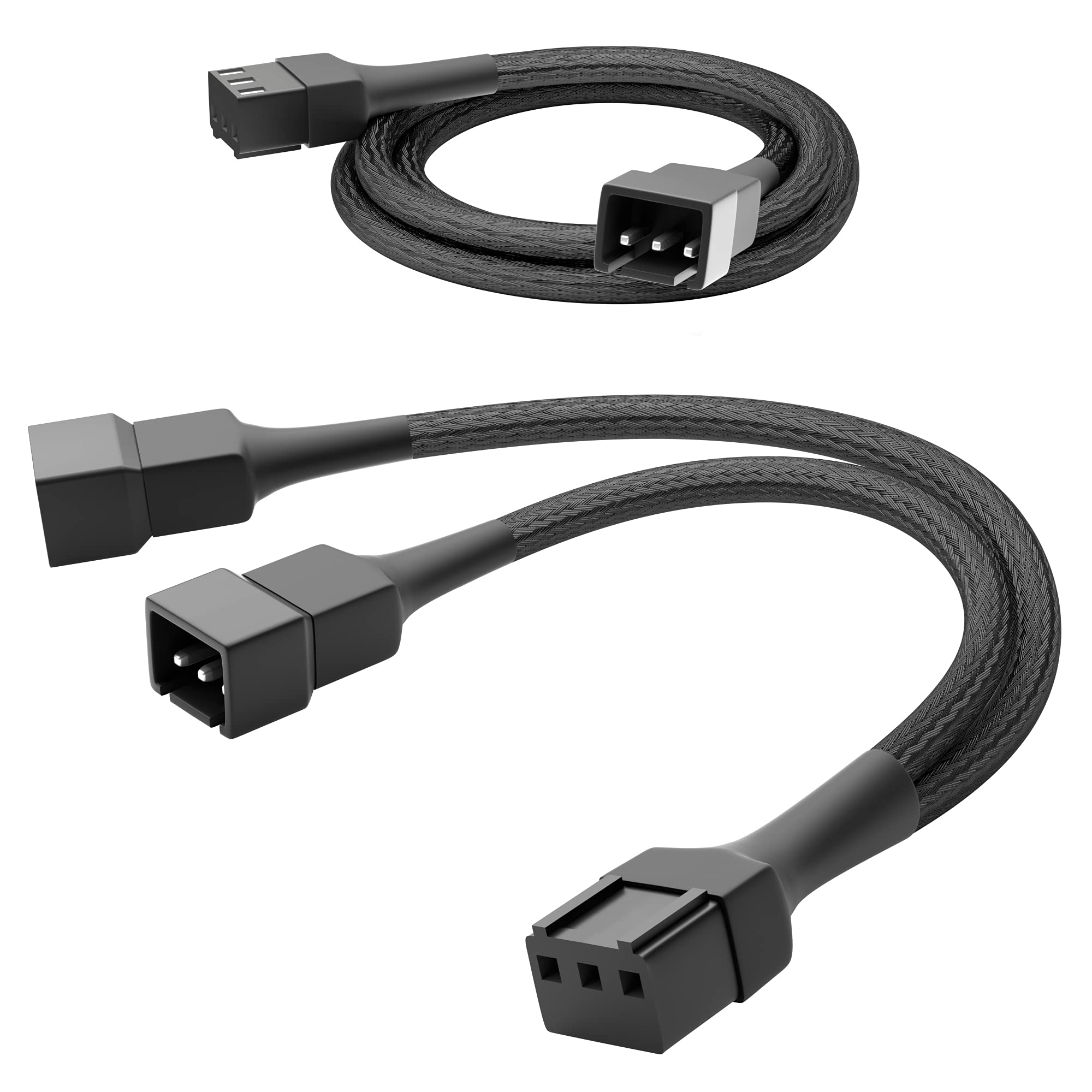KabelDirekt – 90cm 3-pin fan extension cable + 15cm 3-pin fan to 2 x 3-pin Y-cable