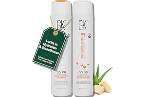 GK HAIR Keratin Moisturizing Shampoo and Conditioner Set (300ml Duo) -Volumizing Hydrating Sulfate & Paraben Free for Color T