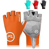 Rioomui Bike Cycling Gloves for Men Women, 5mm Padded Half Finger Anti Slip | SBR Shock Absorbing Palm, Breathable Cooling Mesh