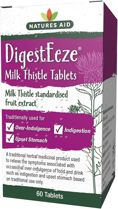 Natures Aid DigestEeze Milk Thistle 60 Tablets High Strength Silymarin