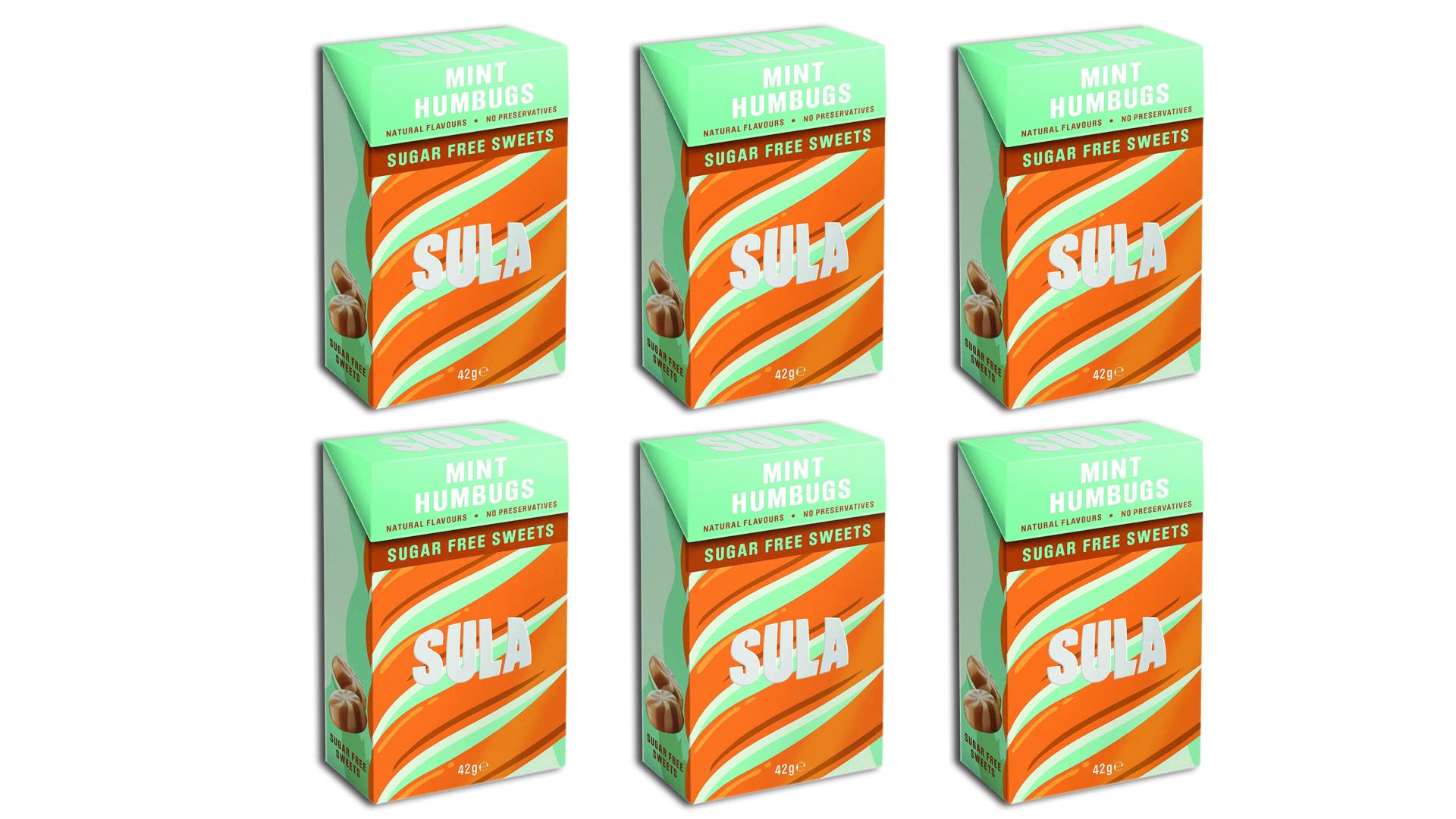 Sula Sugar Free Sweets Mint Humbugs 42g x 6 Packs