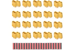 TMH 20 Pairs XT60 Connector XT-60 Male Female Bullet Connectors Plugs with 80 pcs Heat Shrink Tube for RC Lipo Battery Car Boat (20 Male+20 Female)