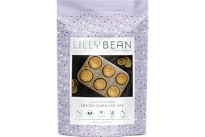 LillyBean Gluten Free Moist Lemon Cupcake Mix with No Artificial Colors - Dairy and Soy Free, Vegan - Makes Delicious Desserts - Cakes, Donuts, Cake Pops - 12 oz