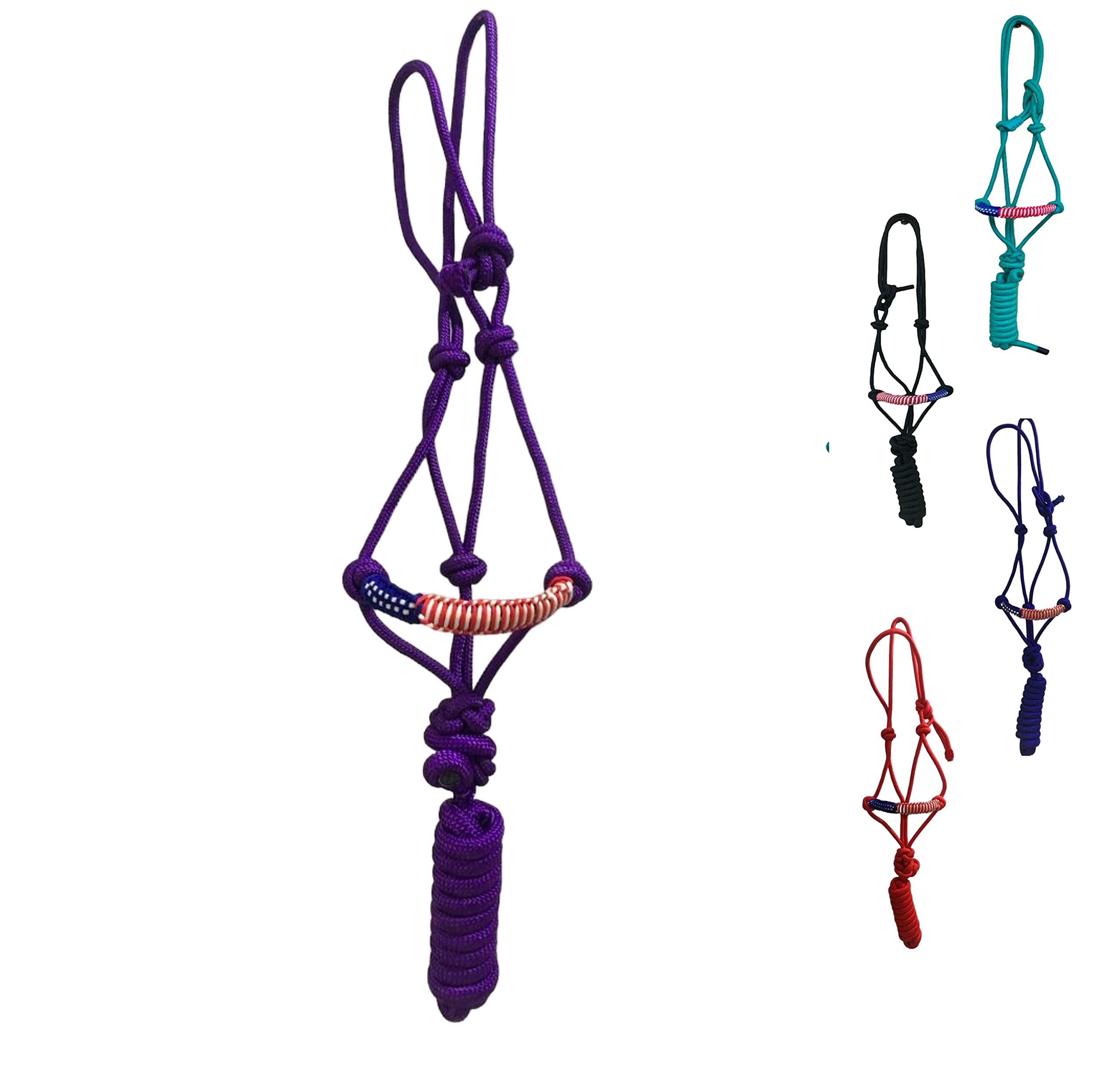Majestic Ally Poly Braided Patriotic Nose Poly Rope Halter and 10' Matching Lead (Purple)