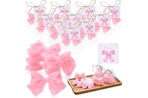 LEELOSP 20 Sets 4in Large Coquette Bow Baby Shower Favors Pink Soap Party Favors for Return Gifts Pink Girly Aesthetic Gifts with Bag,Card and Knot for Women Wedding Bridal Gift Birthday Party Decorations