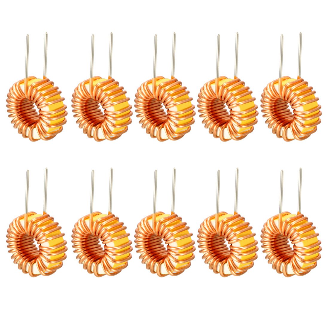 sourcing map 10Pcs Vertical Toroid Magnetic Inductor Monolayer Wire Wind Wound 22uH 5A Inductance Coil