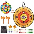Foam Axe Throwing Game Set,26 inch Large Dart Board,Indoor Outdoor Target Game,Includes a 26 Inch Double-Sided Easy Fold Target,2 Throwing Axes&Stars,12 Sticky Balls&Darts,A Carry Bag,2 Hooks