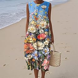 Women's Dresses Summer Fall Cotton Linen Midi