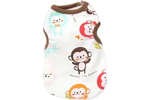 HRTTSY Small Dog Shirt Cute Puppy Cat T Shirt Clothes Soft Cotton Sleeveless Tee Shirts for Small Dogs Cats Summer Doggy Vest Tee Shirt Chihuahua Yorkie Shih Tzu Pet Apparels(Coffee Monkey,S)