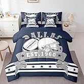 Erosebridal 7Pcs Football City Themed Comforter Sets Queen, Boys Sports Style Bedding Gridiron Lovers Bedding Set with 2 Pillowcases & 2 Throw Pillow Covers, Bed Set