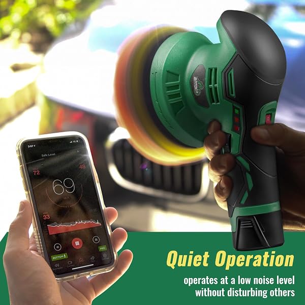BATOCA S3 CORDLESS CAR BUFFER POLISHER – 2PCS 2.0AH 11.1V LITHIUM-ION RECHARGEABLE BATTERY POWERED BRUSHLESS POLISHER WITH 6 VARIABLE SPEED, DA ORBITAL BUFFER FOR CAR DETAILING, POLISHING, WAXING