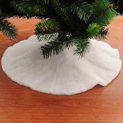 Bakaji Tappeto Per Albero Di Natale Spugna Bianco Diametro 90cm Decorazioni Natalizie