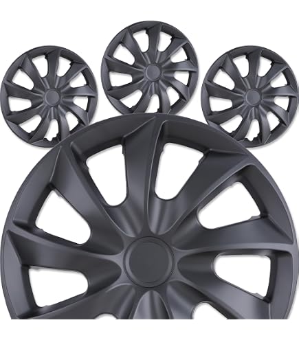 4 Enjoliveurs Universels 17 Pouces ABS - Argent/noir, Pour Roues Acier Voiture, Camion, SUV