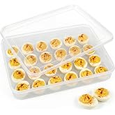 HANSGO Deviled Egg Containers with Lid, Plastic Egg Holder for 24 Eggs | Clear Deviled Egg Holder for Refrigerator Storage, Home Kitchen, Party, Easter, Thanksgiving and Other Festival