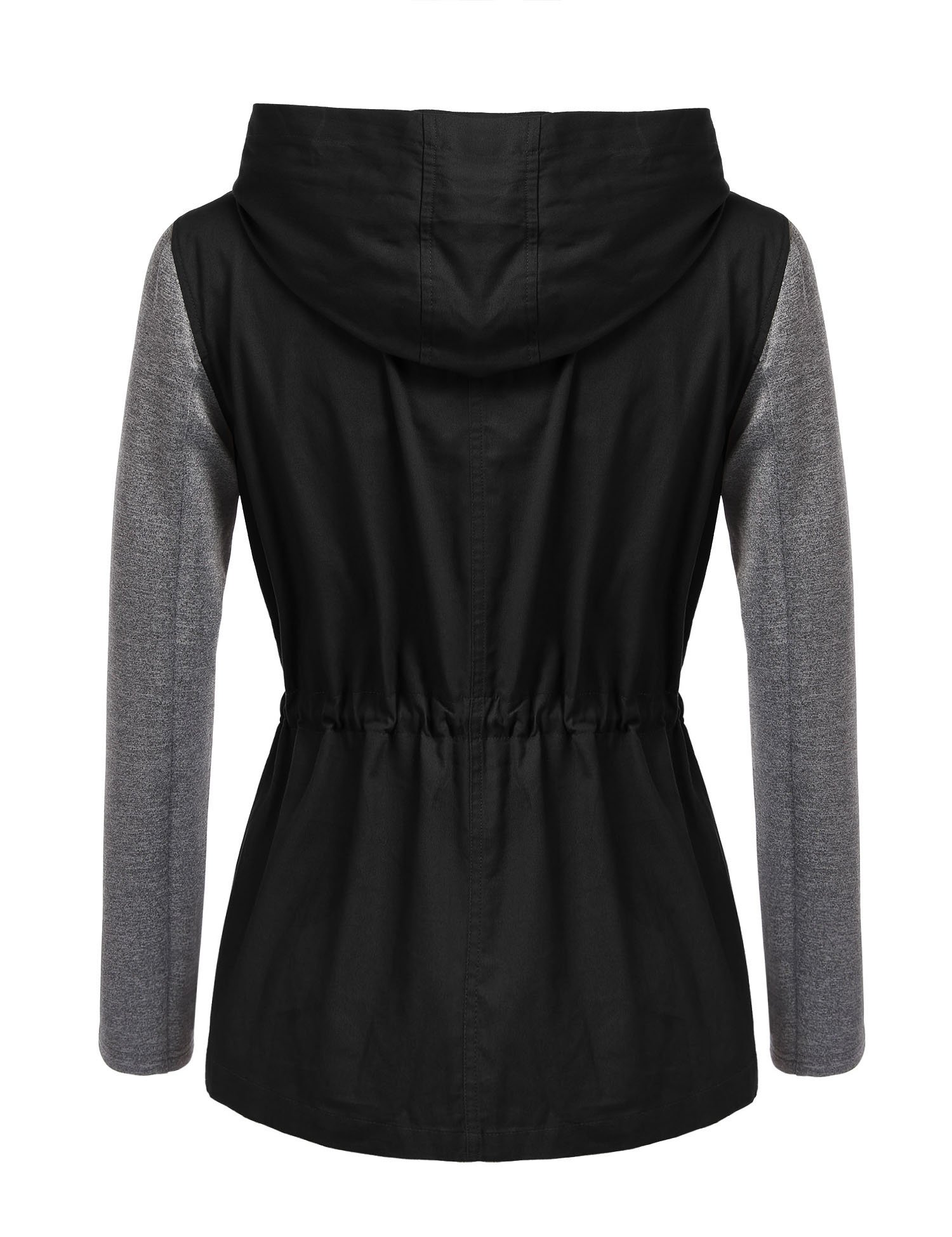 Beyove Womens Military Anorak Safari Utility Parka Drawstring Hoodie Jacket, (B)black 1, Medium