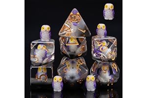WEYANO DND Owl Resin Dice Set, Animal Polyhedral Dice for Dungeons and Dragons, RPG, MTG D&D 7-DIE (D4, D6, D8, D10, D12, D20, D%)