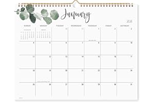 Cabbrix 2026 Wall Calendar, 12 Monthly Calendar Runs from January 2025 to December 2026, Home Schooling Planner for Family and School, Wirebound,15 x 12 Inches