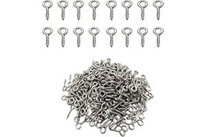 IDEALSV (304) Stainless Steel Small Mini Screw Eyes Pin Hook for Jewelry, Cork Bottles,Resin, Bead,300 Pack 0.39x0.16inch Tiny Hook Screws Ring