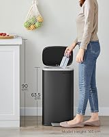 SONGMICS Kitchen Bin 30 L Pedal Rubbish Bin Soft Close Steel Black LTB03BK view 8