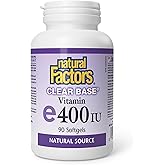 Natural Factors Vitamin E Clear Base® Natural Source 400 IU 90 Softgels, Purest Form of Vitamin E, Antioxidant, Proudly Canad