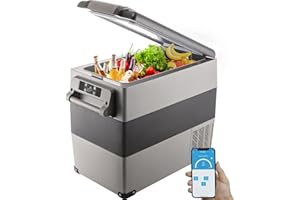 VEVOR CF55 12 Volt 58 Qt Refrigerator, Dual Zone Portable Compressor 12/24V DC and 110-240V AC, Freezer Fridge Cooler, for Car, Truck RV, Camping and Home Use, Black+Gray
