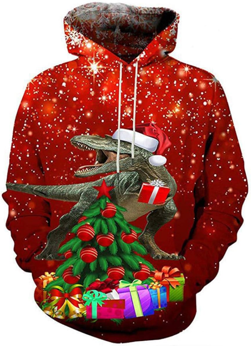 Dinosaur Christmas Tree Unisex Pullover Sweatshirt 3D Print Novelty