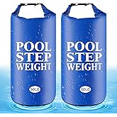 2Pcs Blue Pool Step Weights, 50LB PVC Waterproof Swimming Pool Ladder Weights Sand Bags Foldable Pool Stair Weights for In Ground and Above Ground Pools
