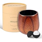 OIEKDJYD Original Wooden Bourbon Whiskey Glasses Set of 1, Handcrafted Charred Oak Wooden Bourbon Tumblers for Scotch, Unique Gifts for Men(1Pack)