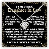 Daughter In Law Necklace From Mother, Daughter-In-Law Gift From Mom, Engagement Wedding Christmas Birthday Necklace With Message Card For Daughter In Law