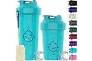 diliqua 2 PACK, 28 oz & 20 oz Shaker Bottles for Protein Mixes | BPA-Free & Dishwasher Safe |small protein shaker bottle | Shaker Cups for protein shakes | Blender Shaker Bottle Pack.