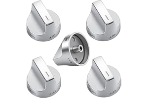 GESLEBEN Upgraded W11122880 Stove Knobs Compatible with Whirlpool Gas Range Oven WFG520S0FS0 WFG520S0FS1 WFG745H0FE0, Surface Burner Cooktop Control Cooktop Knob Replacement W10862482-5 Pack
