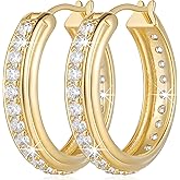 TECYOW Gold Earrings for Women 14K Gold Hoop Earrings for Women with Cubic Zirconia Womens Hoop Earring 25mm