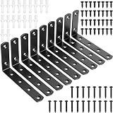 Hmkesoteric 9 Pcs Black Shelf Brackets 90 Degree Heavy Duty Wall Mounted view 1