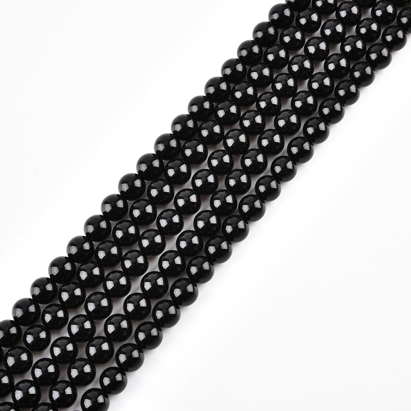 4mm Natural Black Onyx Beads Round Semi Precious Gemstone Loose Beads for Jewelry Making (90-100pcs/strand) — image 1
