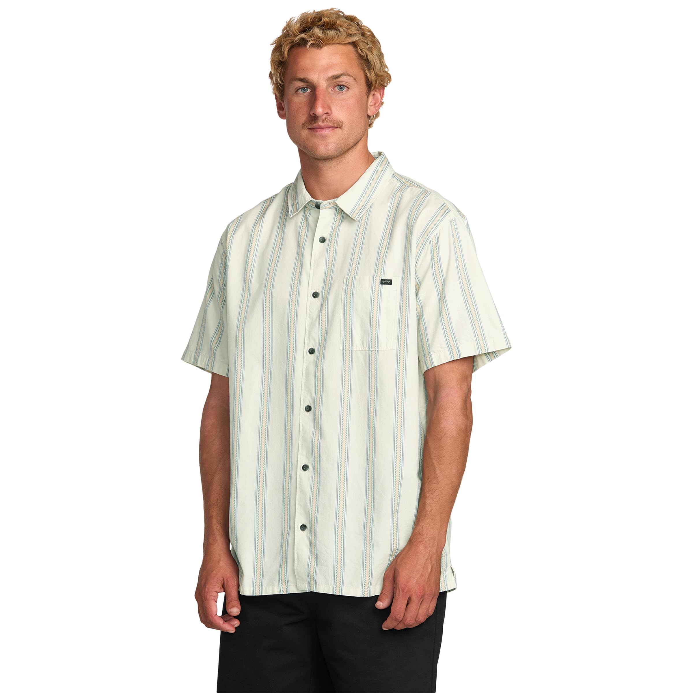 Billabong Men’s Sundays Jacquard Short Sleeve Woven Button Down Shirt, Soil, X-Large