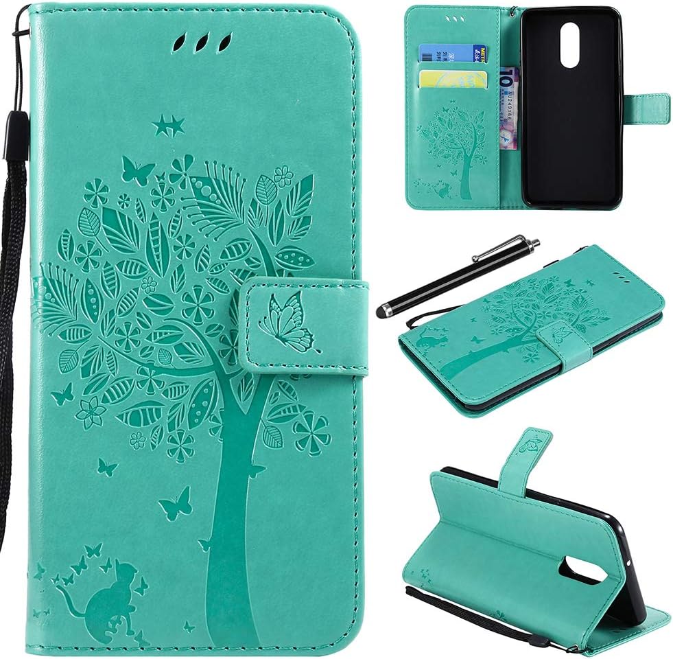 Best lg stylo 4 case kickstand flip pu wallet leather wrist strap