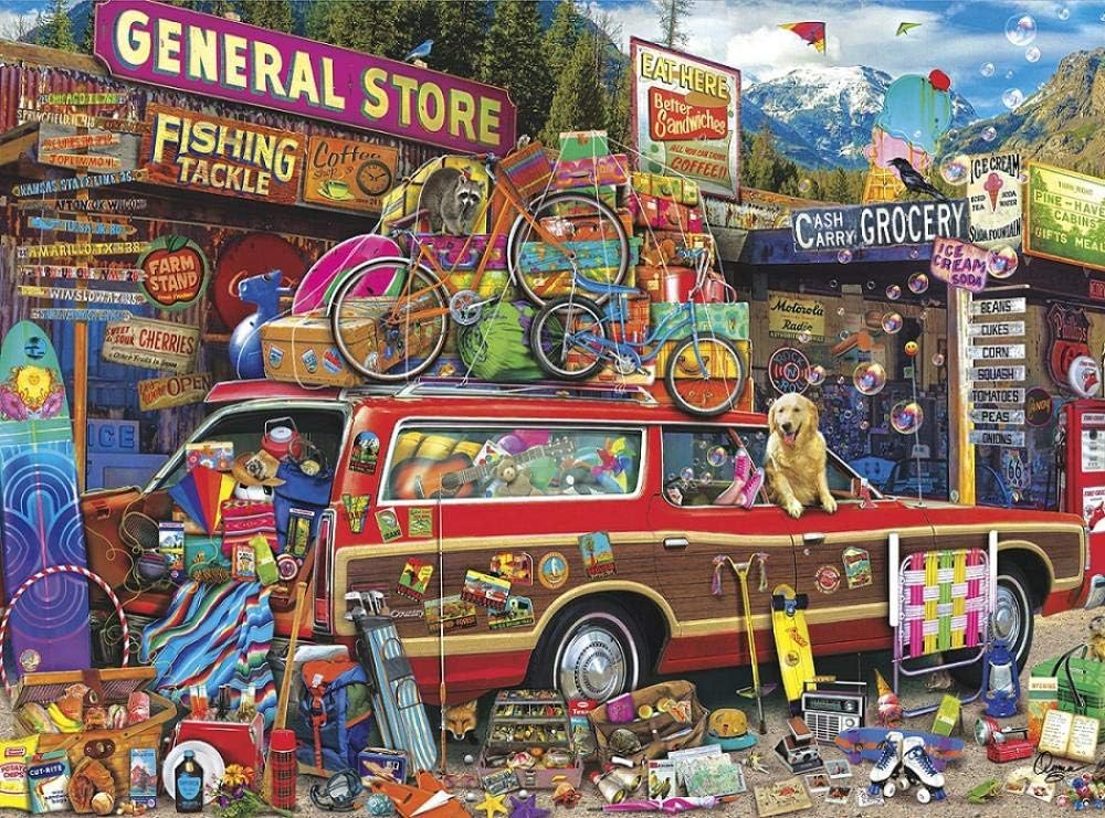 KMIKO Jigsaw Puzzle 1000 Pieces for Adult Kids Classic Car， Large Family Entertainment Educational Puzzles