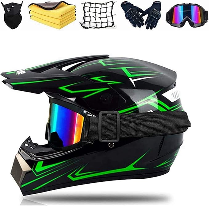 Youth Kids Motocross Dirt Bike Off Road Motorbike Helmet Set, Professional Motocross Helmet with