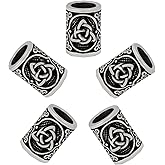 HAQUIL Silver Dreadlock Accessories Pull Hair Pin Quick Beader Viking Beads Combo 5 pcs Viking Celtics Knots Triquetra Hair Beads Lock