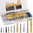 INCLY 510 PCS Drywall Anchors and Screws Assortment Kit, 255 Plastic Self Drilling Wall Anchors and 255 Flat Head Screw, 6 Si