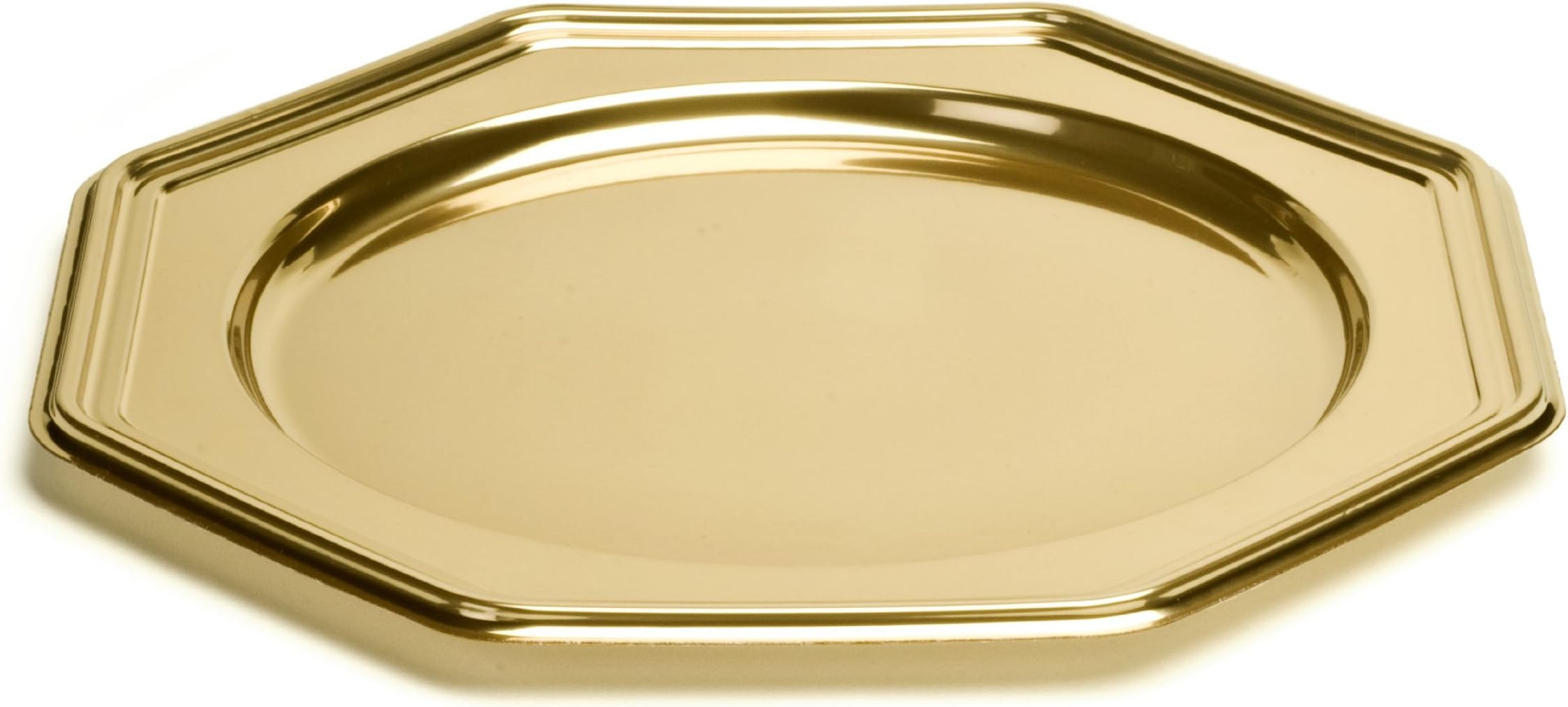 8 Disposable Plastic Underplates Octagonal 30.5 cm Gold